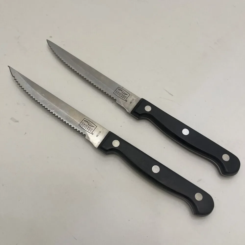 2 Chicago Cutlery 4E11D Steak Knives Serated Replacement Pieces